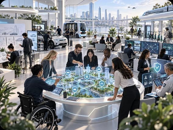 Zoiko Mobility team collaborating around a city planning display